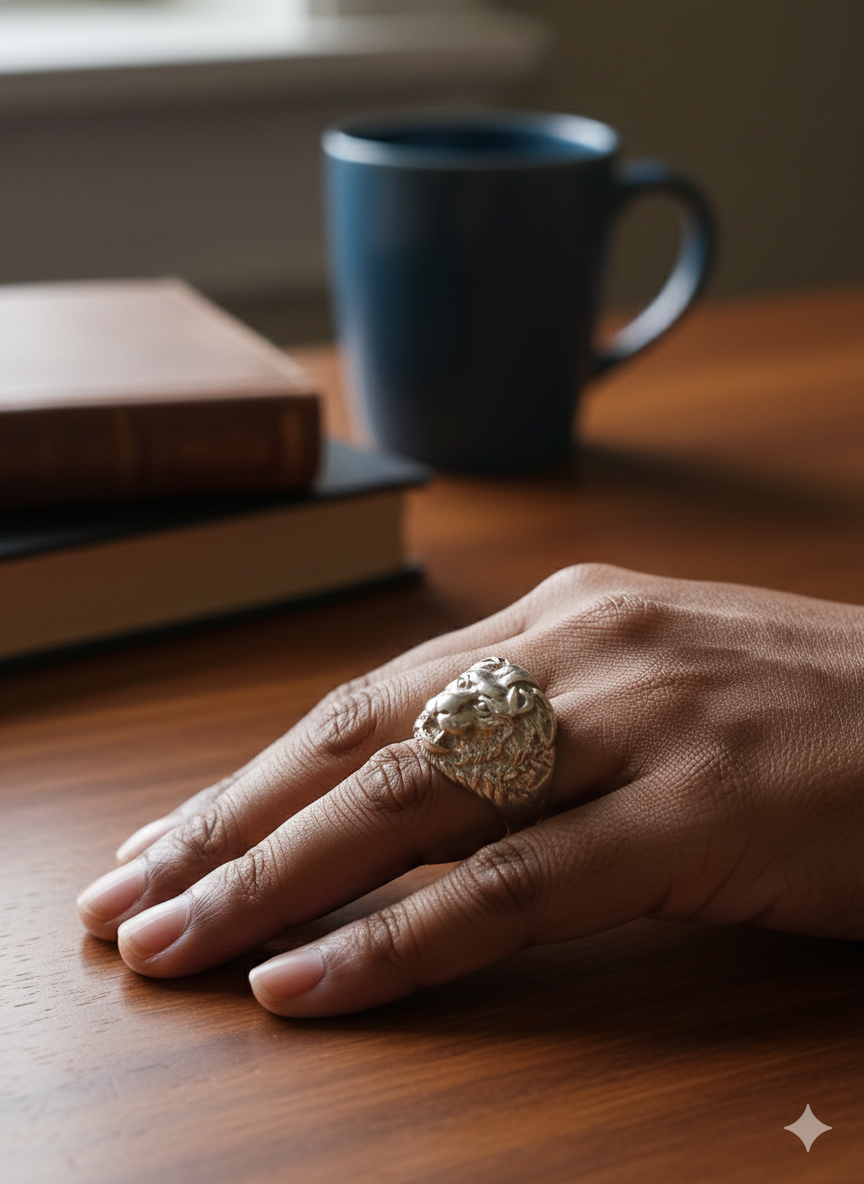 Lion silver ring